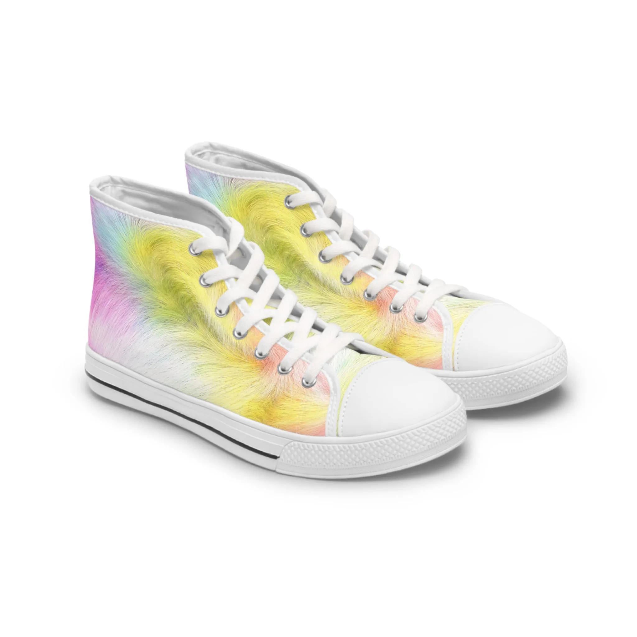 Colorful Faux Fur Women's High Top Sneakers