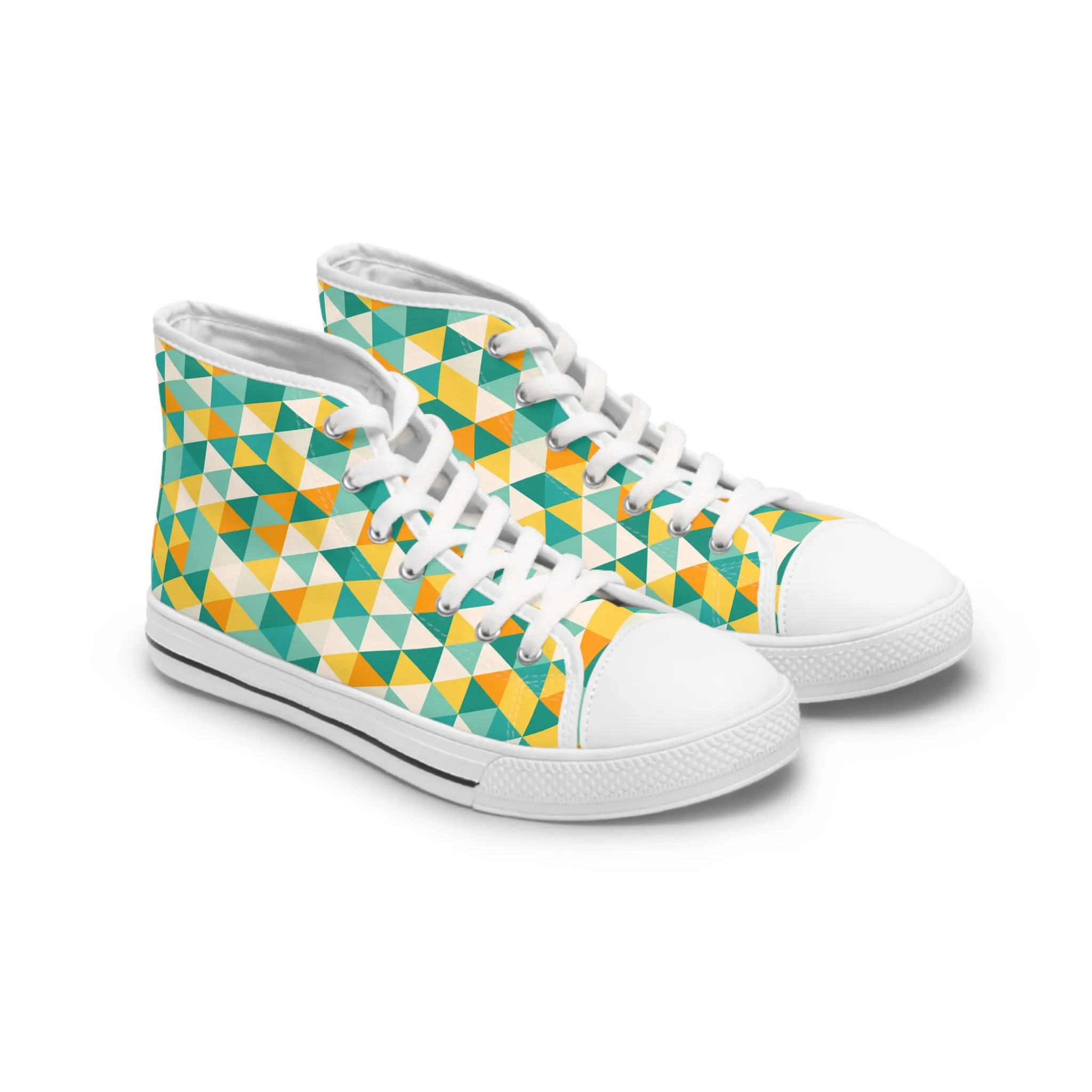 Colorful Mosiac Pattern Women's High Top Sneakers