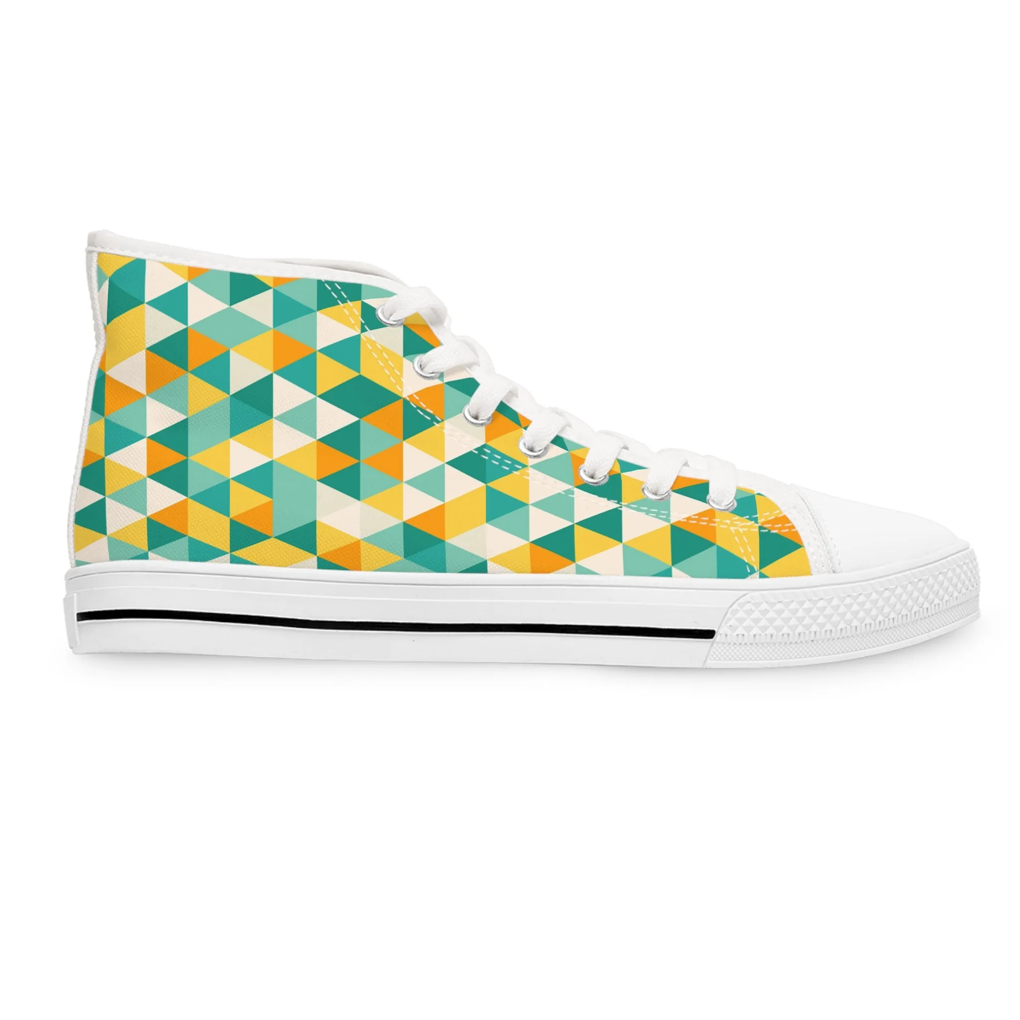 Colorful Mosiac Pattern Women's High Top Sneakers