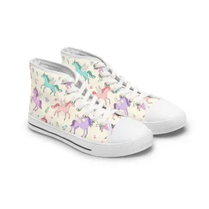 Colorful Pastel Pegasus Women's High Top Sneakers