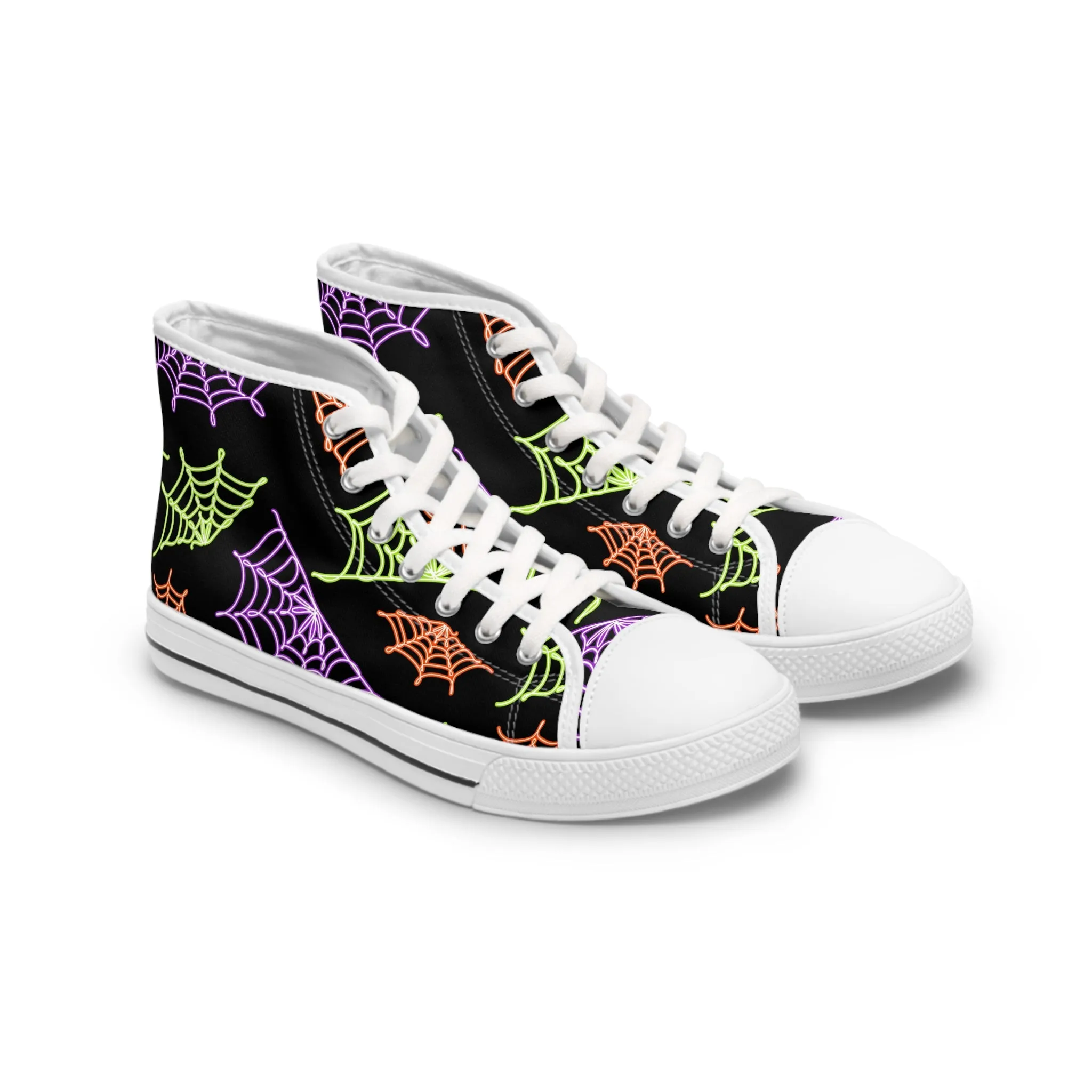 Colorful Spider Web Women's High Top Sneakers