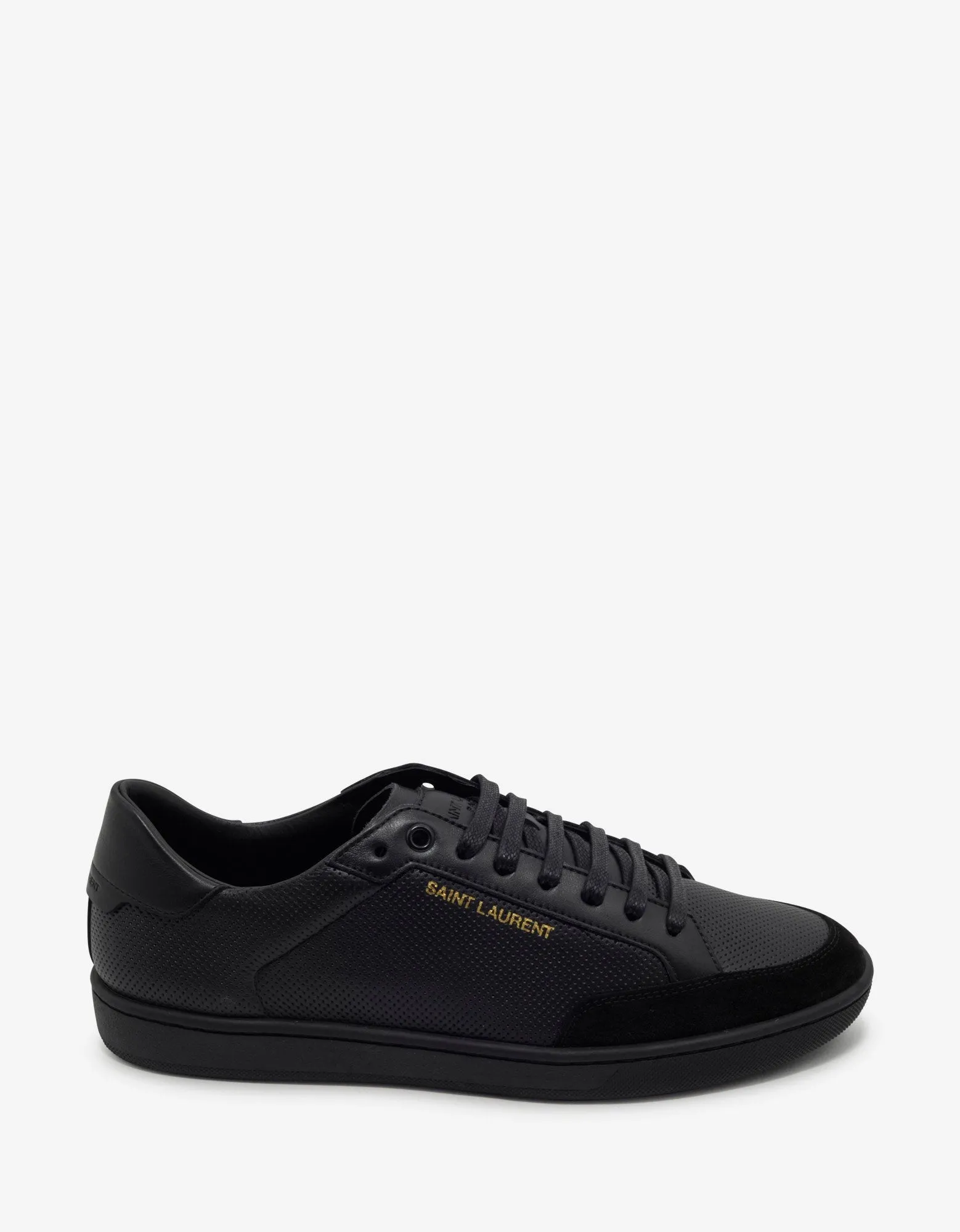 Court Classic SL/10 Black Perforated Leather Trainers -