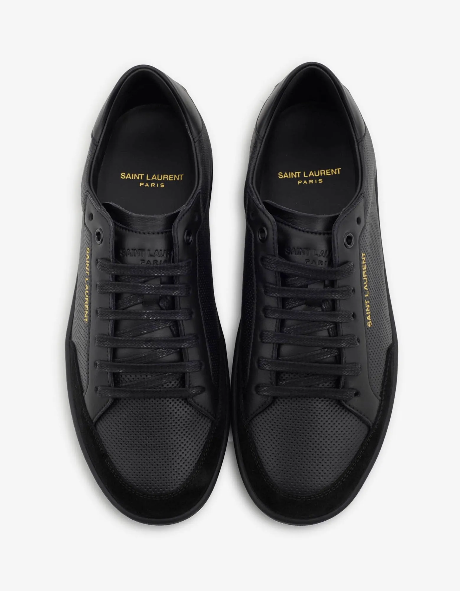 Court Classic SL/10 Black Perforated Leather Trainers -