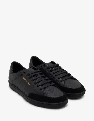 Court Classic SL/10 Black Perforated Leather Trainers -