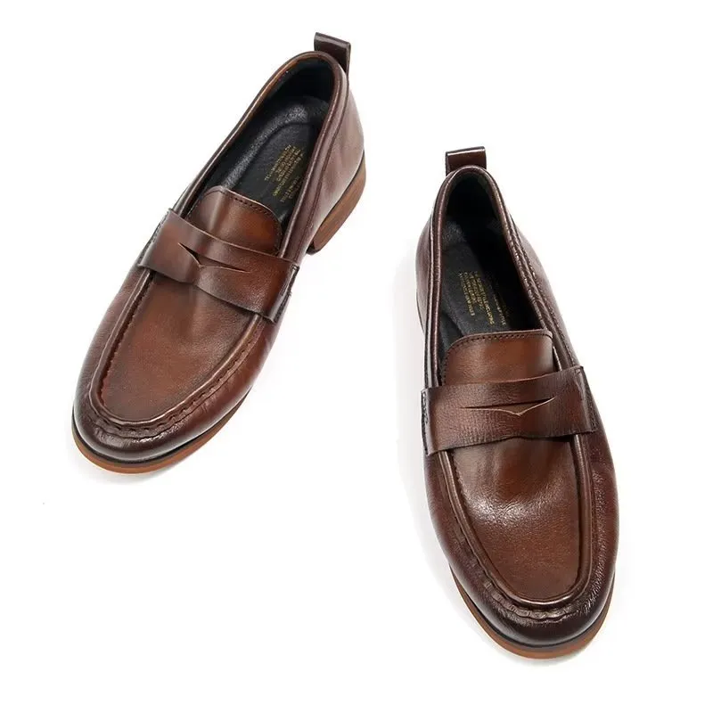 CrocLux Genuine Leather Crocodile Pattern Slip-On Loafers