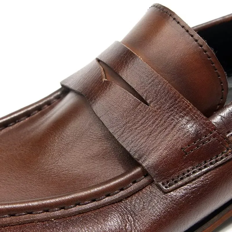 CrocLux Genuine Leather Crocodile Pattern Slip-On Loafers