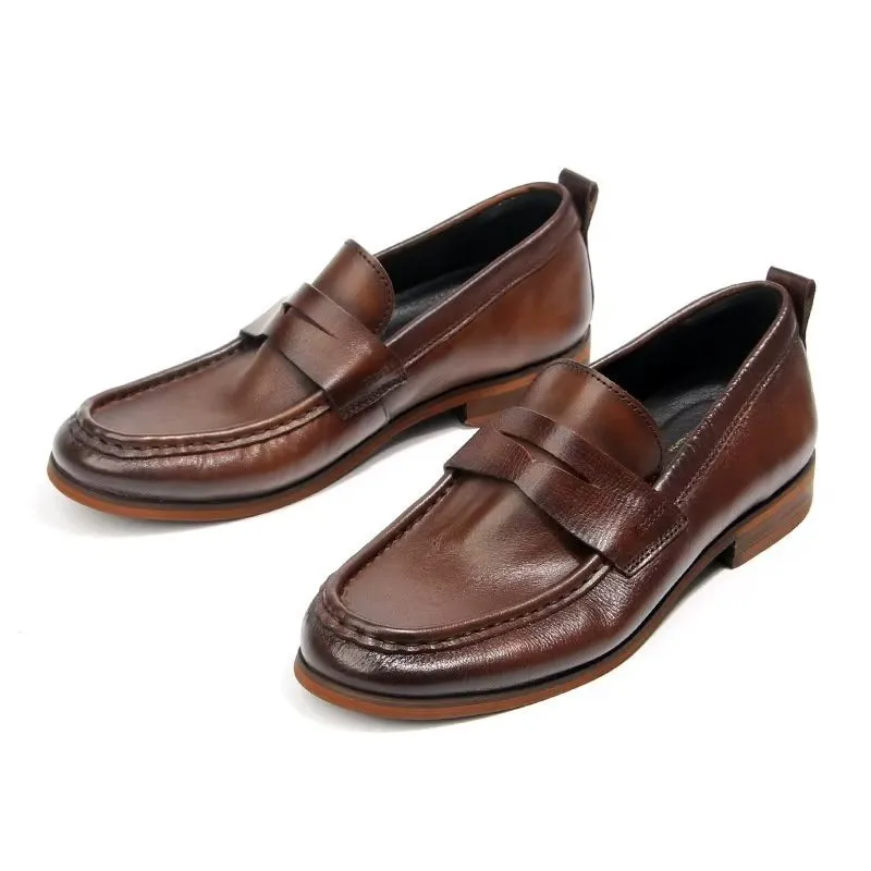 CrocLux Genuine Leather Crocodile Pattern Slip-On Loafers