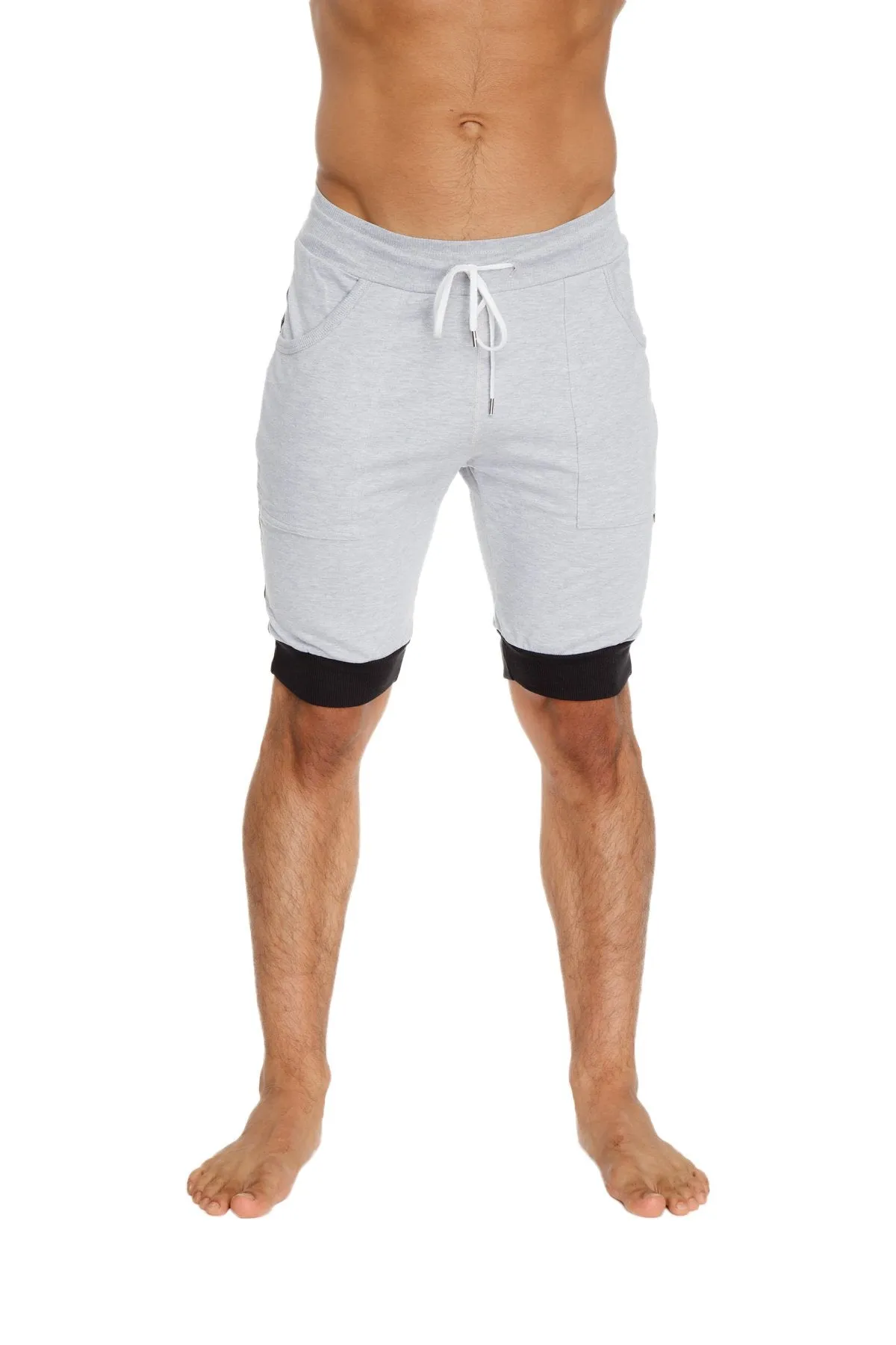 Cuffed Yoga Short (Grey w/Charcoal & Black)