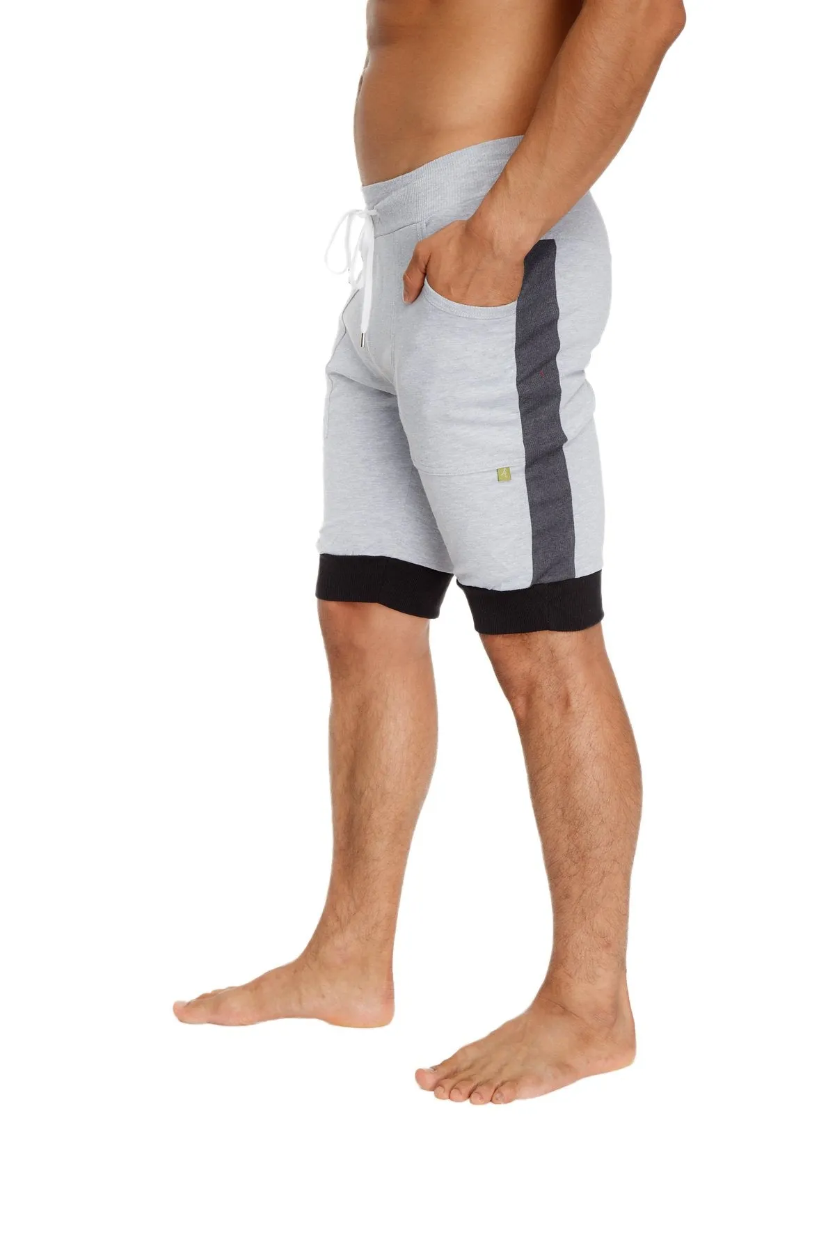 Cuffed Yoga Short (Grey w/Charcoal & Black)