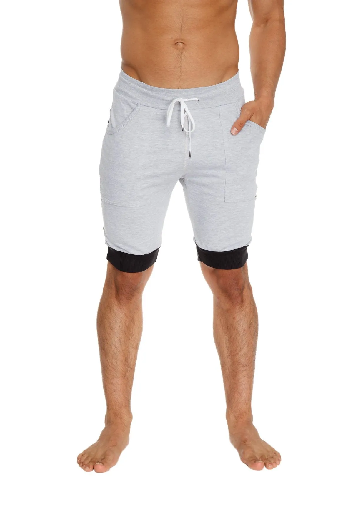 Cuffed Yoga Short (Grey w/Charcoal & Black)