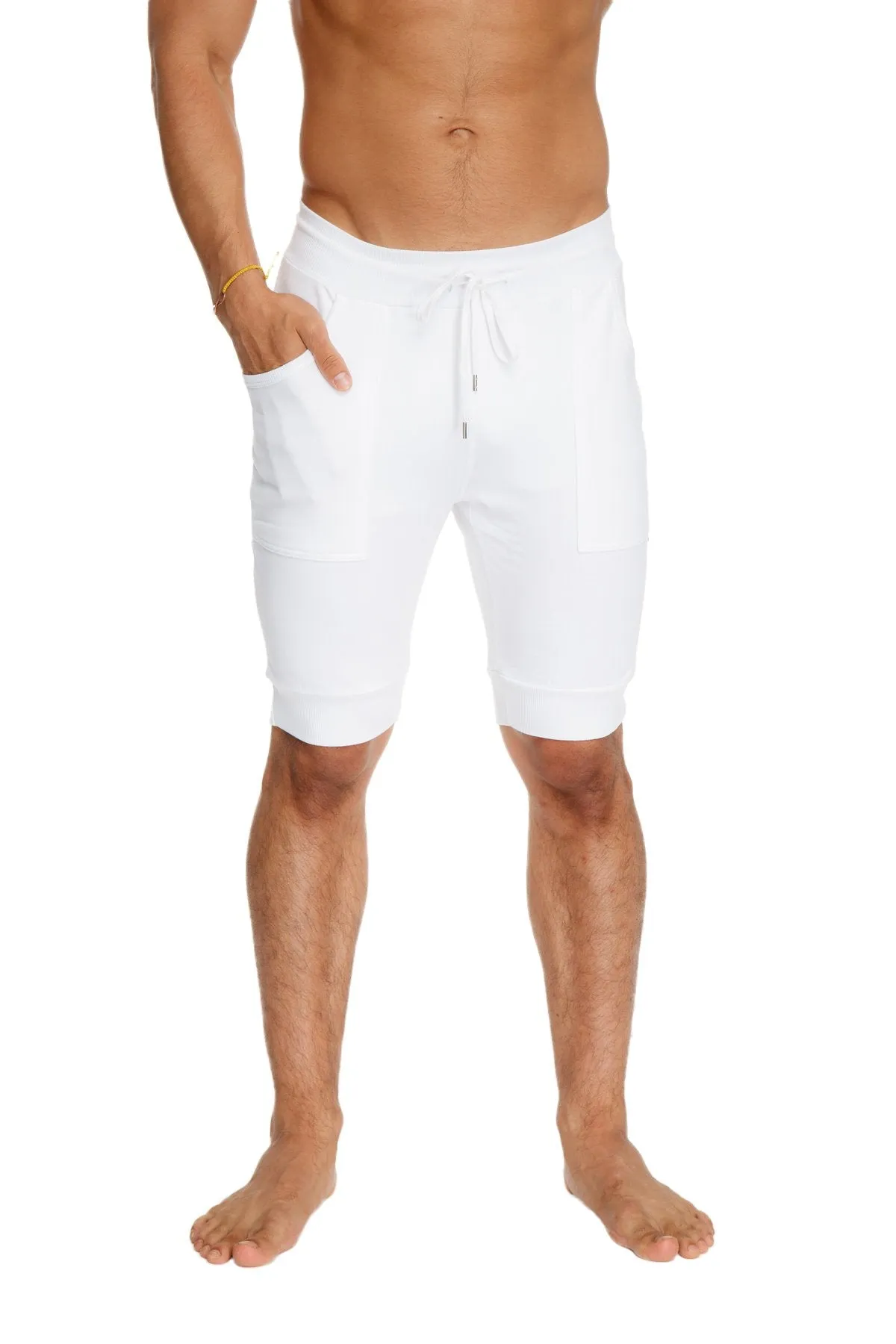 Cuffed Yoga Short (White)