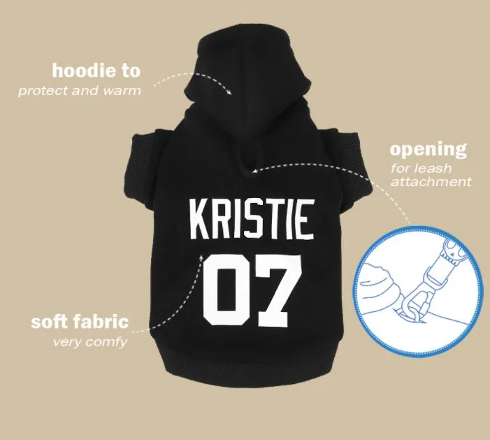 Custom Personalised Dog Puppy Pet Hoodie Clothes Name Sports Jersey XS-4XL - Your Own Text Logo Photo - Sweatshirt - Puppy Clothing Lover