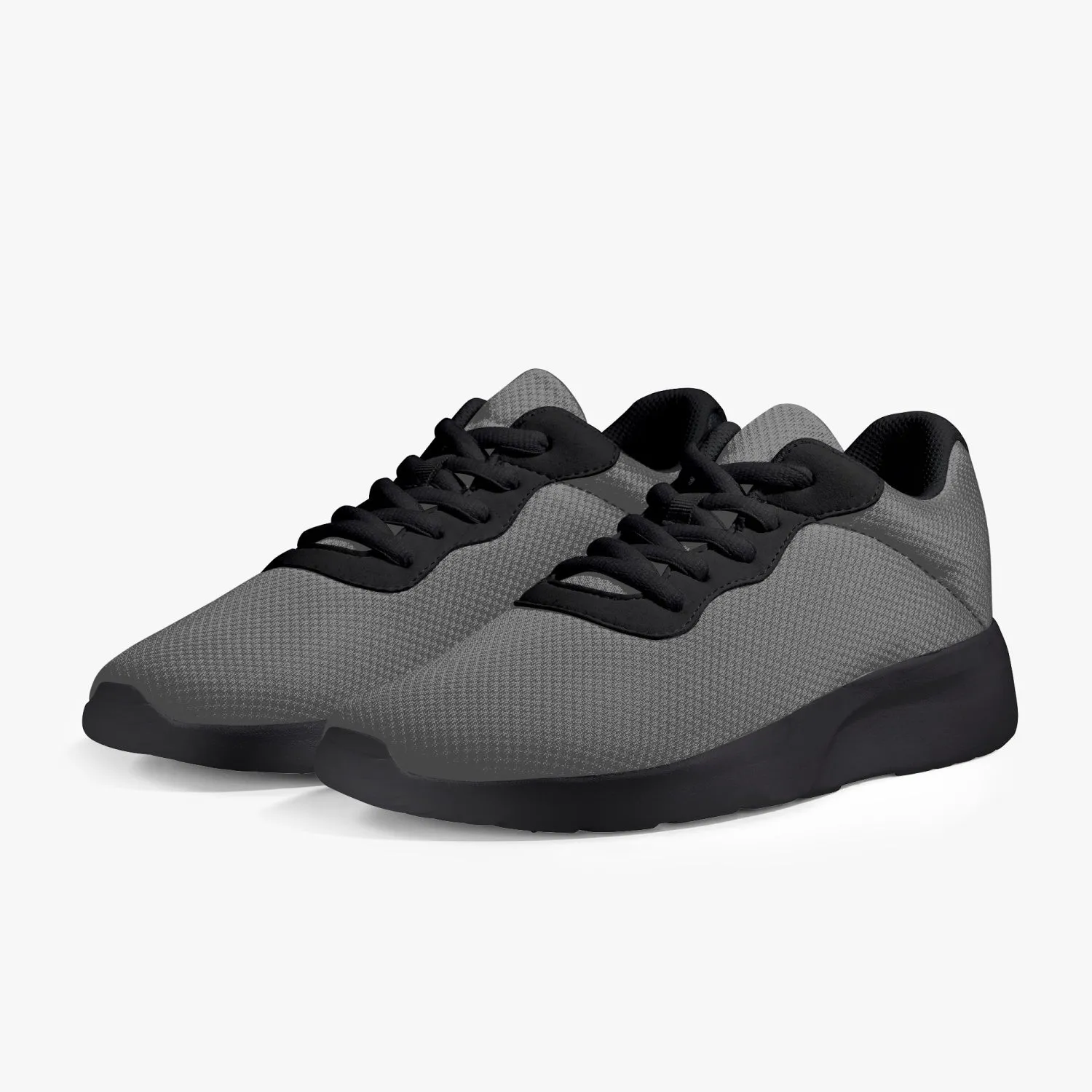 Dark Grey Unisex Low Tops, Soft Grey Best Lifestyle Unisex Casual Designer Mesh Running Shoes With Black Soles