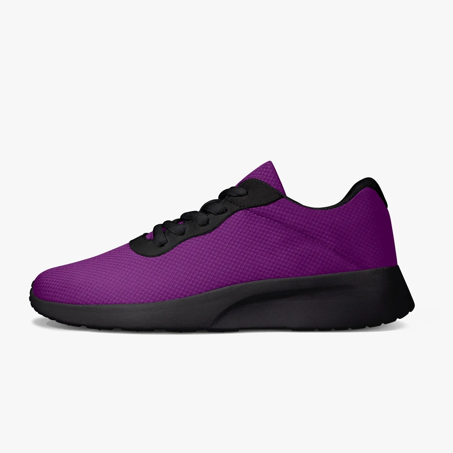 Dark Purple Unisex Sneakers, Soft Solid Purple Color Best Lifestyle Unisex Casual Designer Mesh Running Shoes With Black Soles