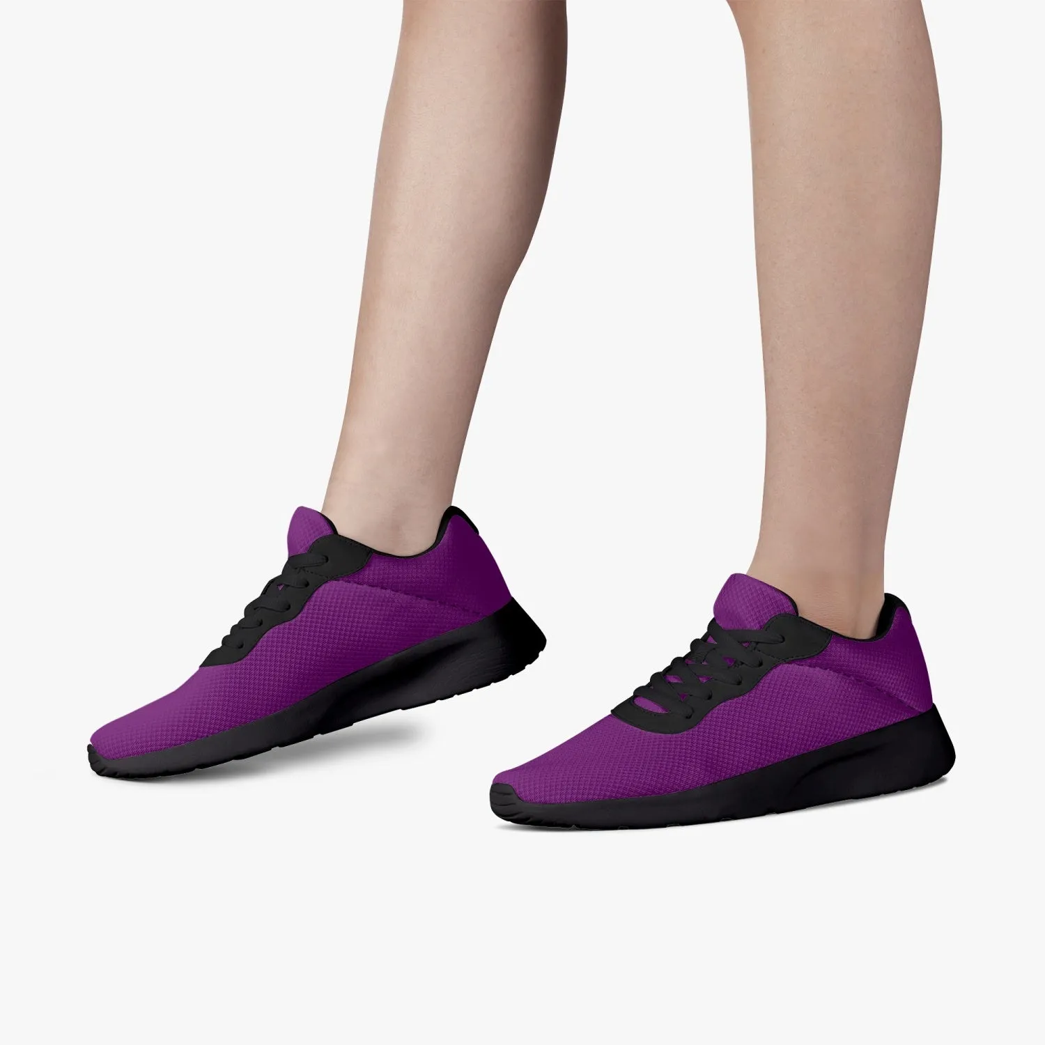 Dark Purple Unisex Sneakers, Soft Solid Purple Color Best Lifestyle Unisex Casual Designer Mesh Running Shoes With Black Soles