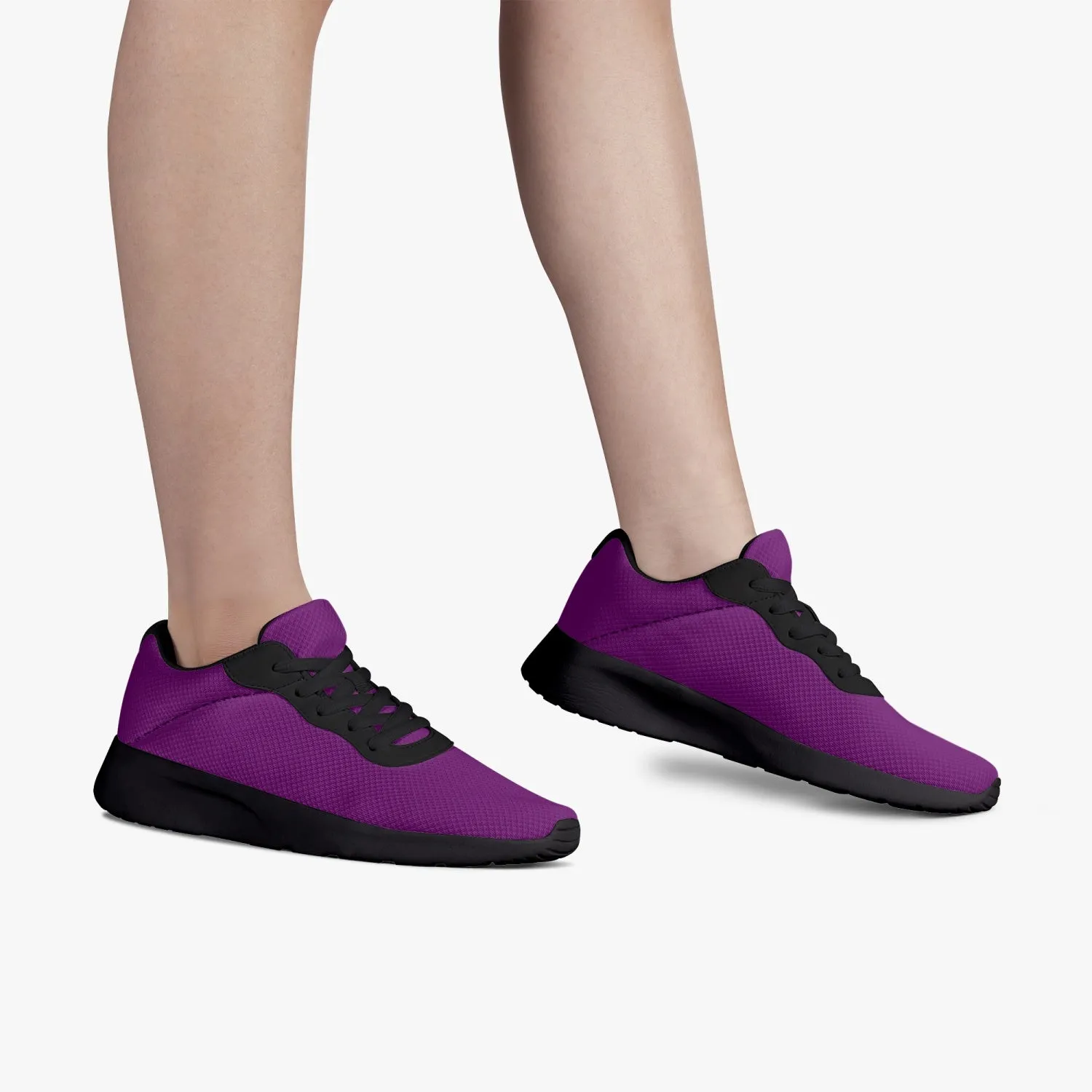 Dark Purple Unisex Sneakers, Soft Solid Purple Color Best Lifestyle Unisex Casual Designer Mesh Running Shoes With Black Soles