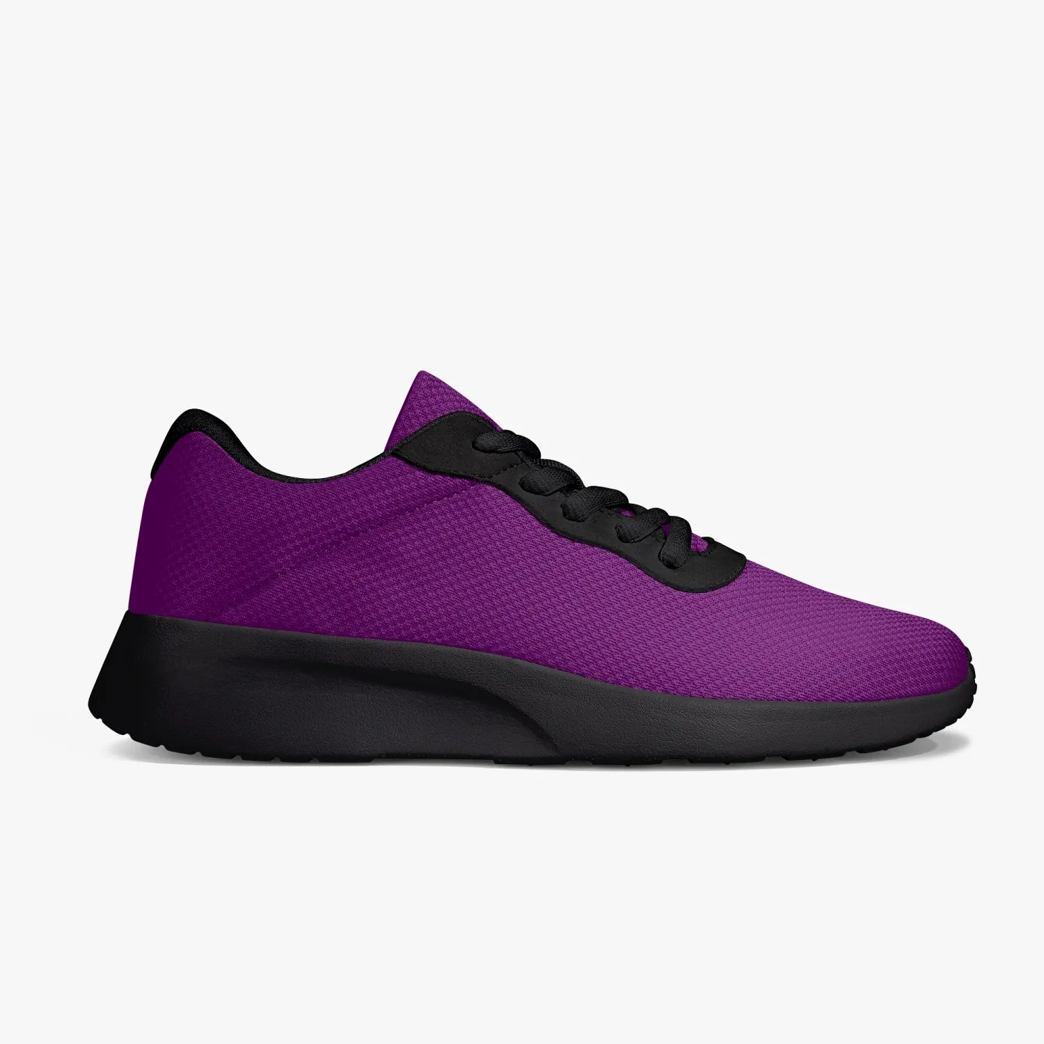 Dark Purple Unisex Sneakers, Soft Solid Purple Color Best Lifestyle Unisex Casual Designer Mesh Running Shoes With Black Soles