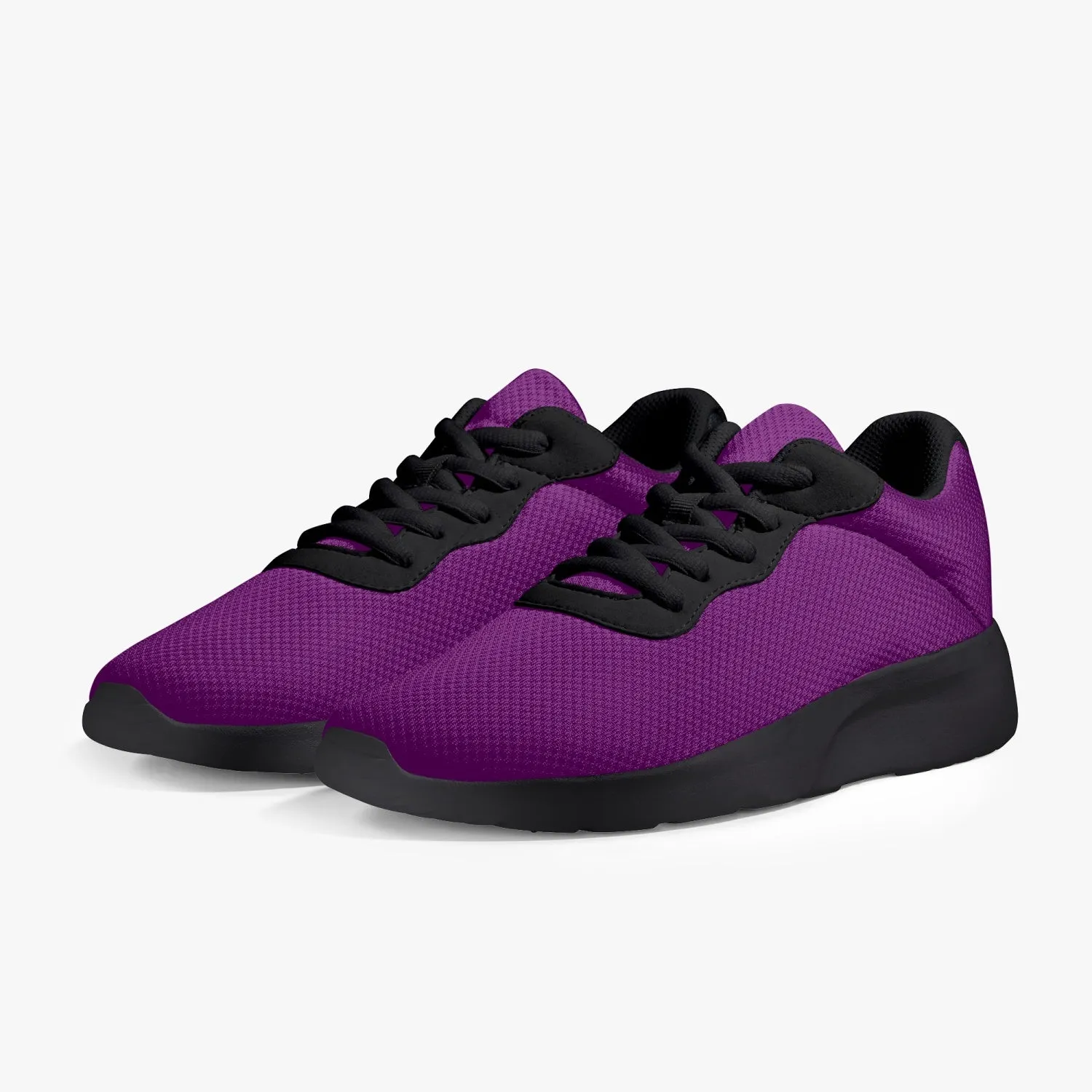 Dark Purple Unisex Sneakers, Soft Solid Purple Color Best Lifestyle Unisex Casual Designer Mesh Running Shoes With Black Soles