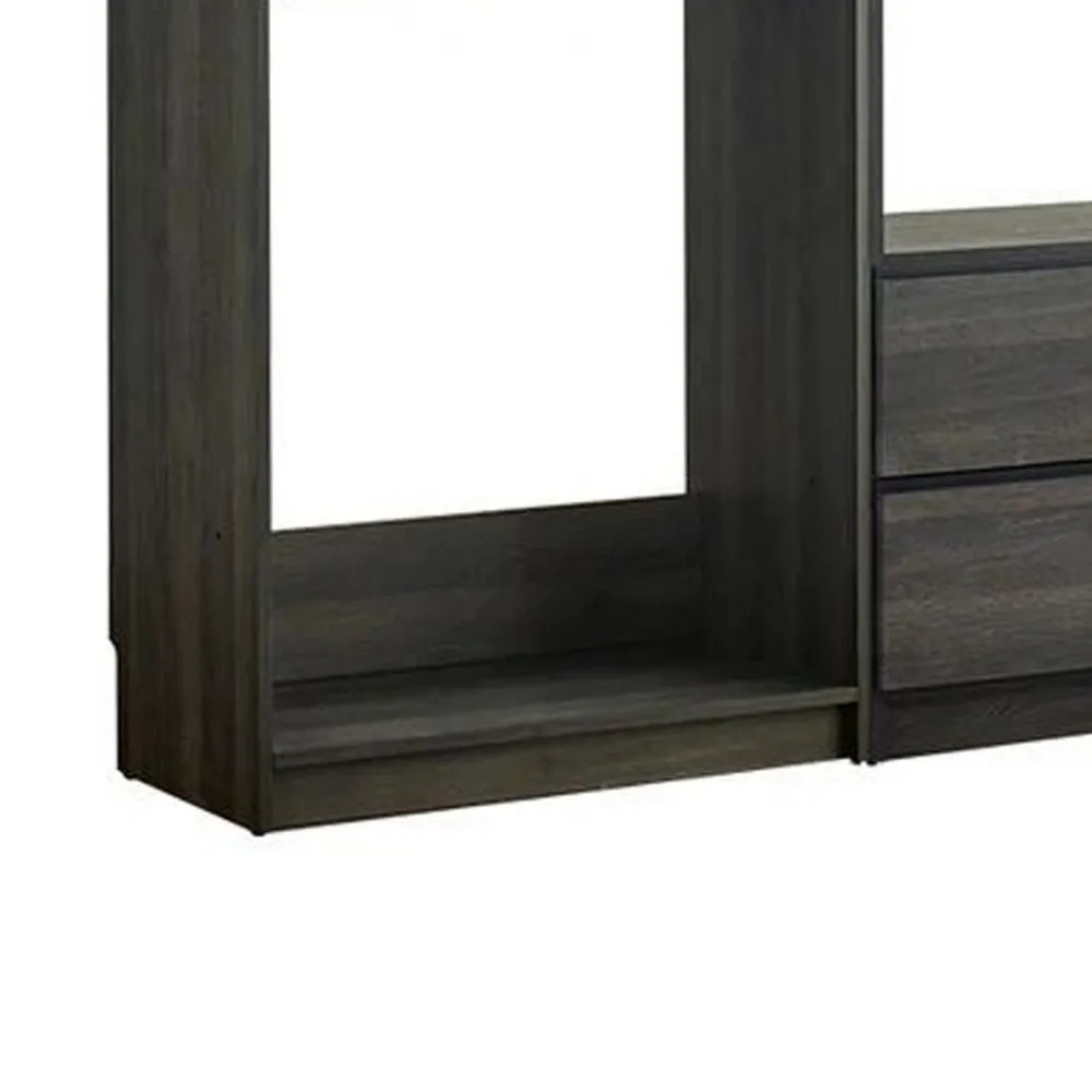 Dee Modular Closet System, 5 Floating Shelves, 2 Drawers, Dark Gray Wood By Casagear Home