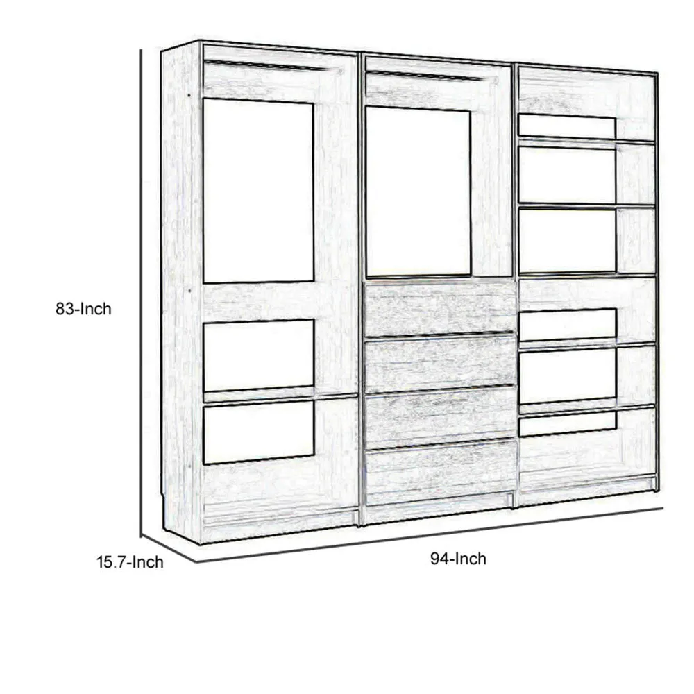 Dee Modular Freestanding Closet System, 6 Shelves, 2 Hanging Rods, Gray  By Casagear Home