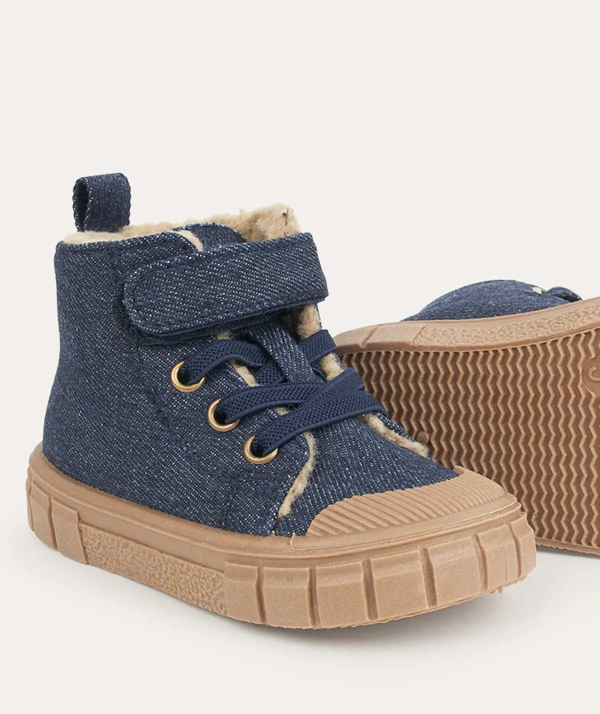 Denim High Top Trainers - Blue