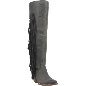 Dingo Womens Sky High Black Leather Fashion Boots