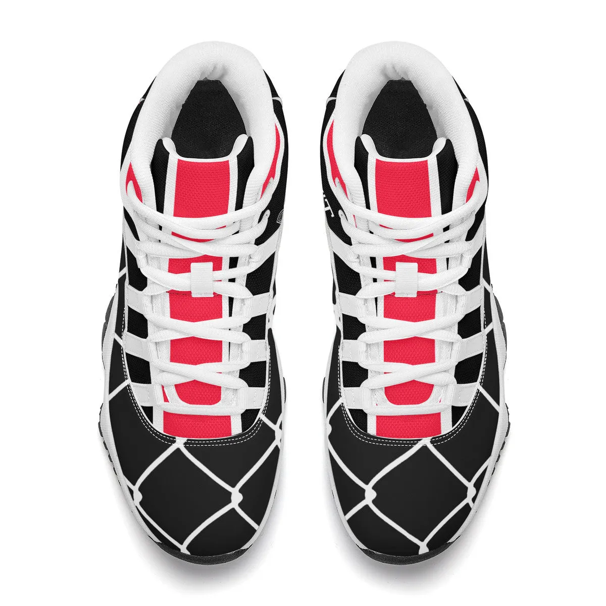 DONT D4X White Logo ,Red ,White Stripes & Black  High Top Air Retro Sneakers - White