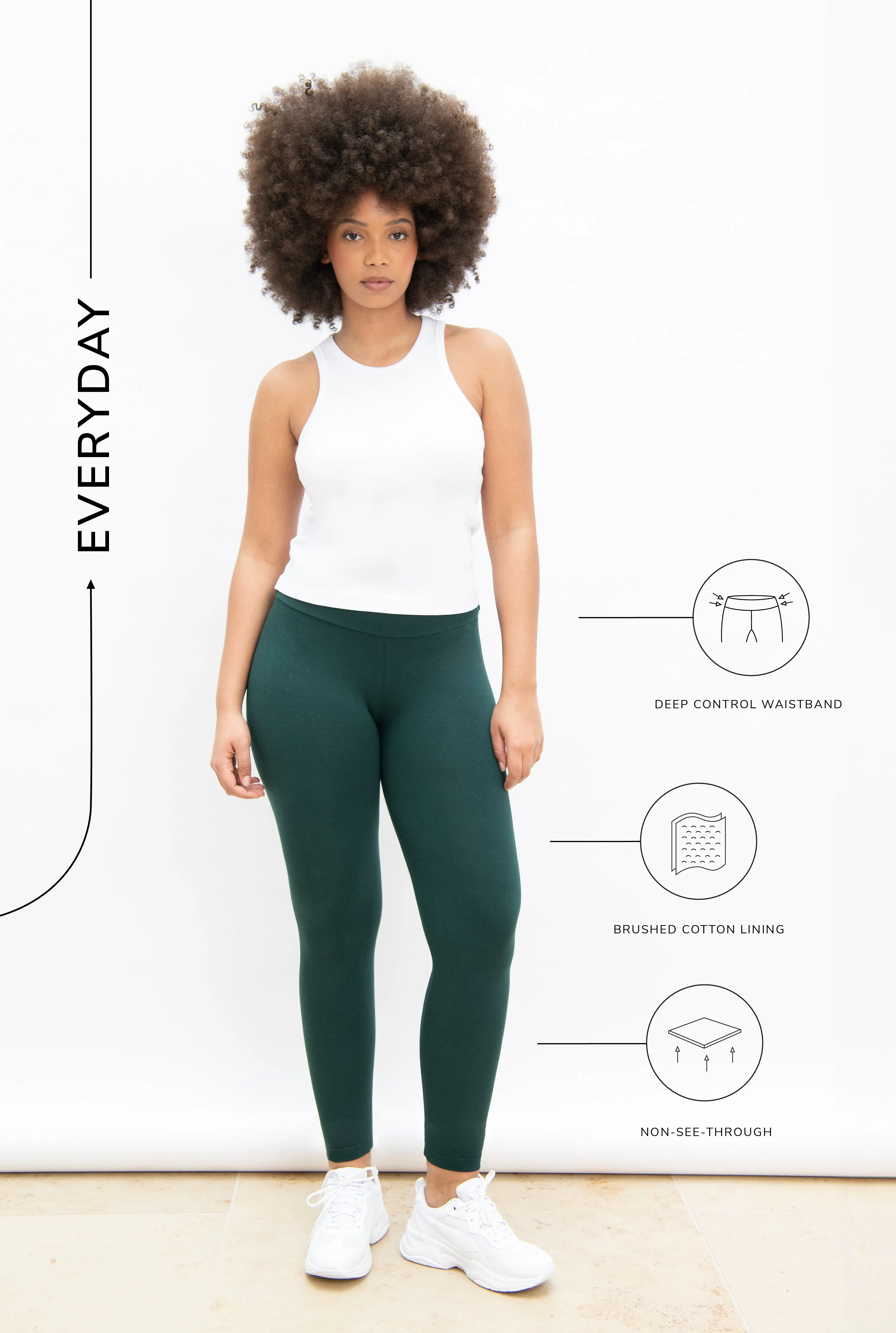 Everyday High Waisted Leggings - Forest Green