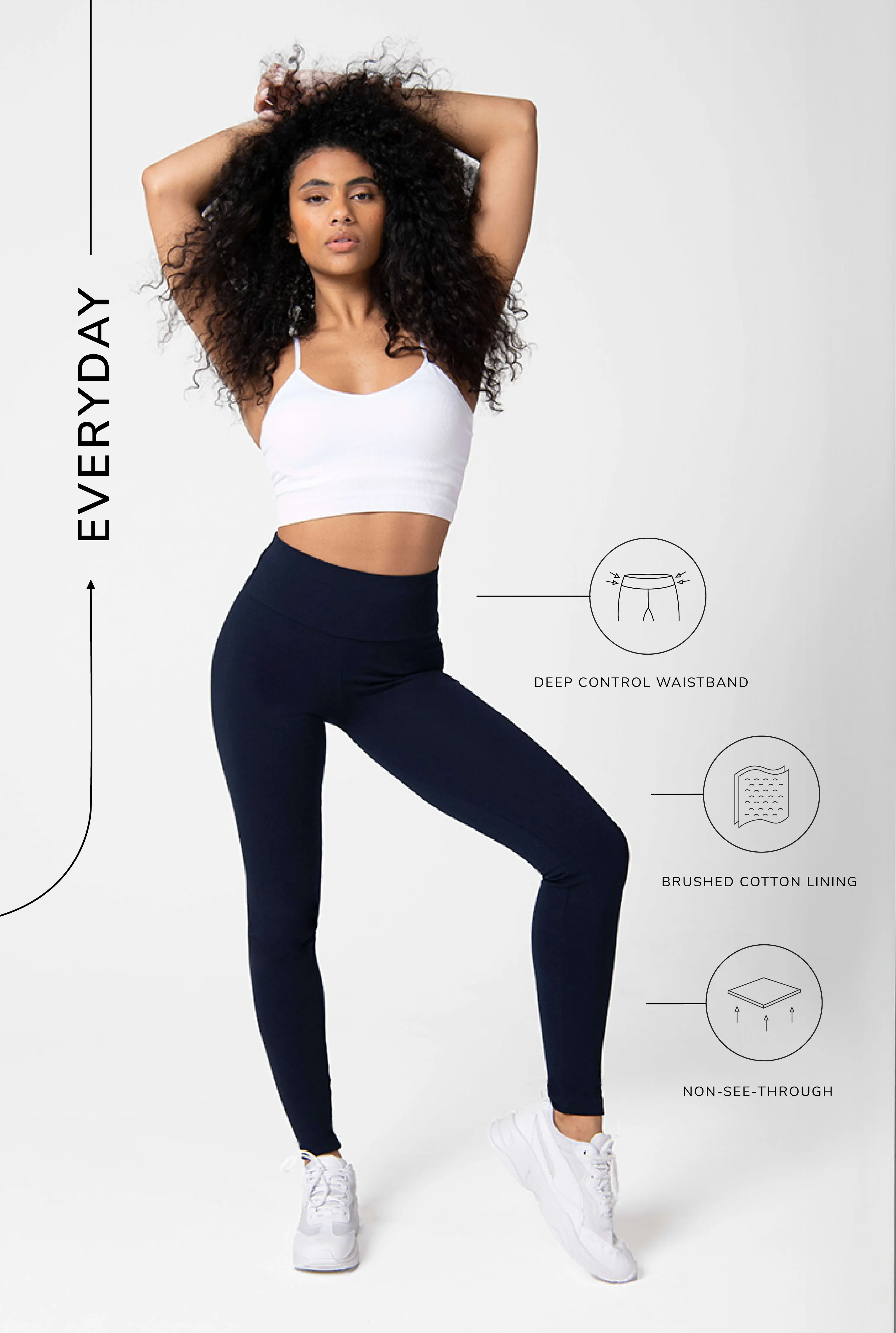 Everyday High Waisted Leggings - Navy Blue