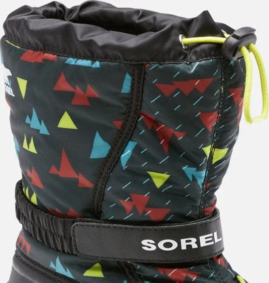 Flurry Printed Kid's Insulated Snow Boot - Black/Mountains