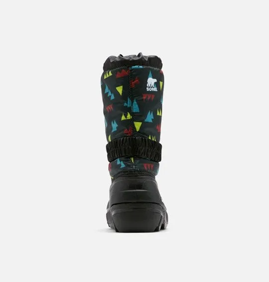 Flurry Printed Kid's Insulated Snow Boot - Black/Mountains