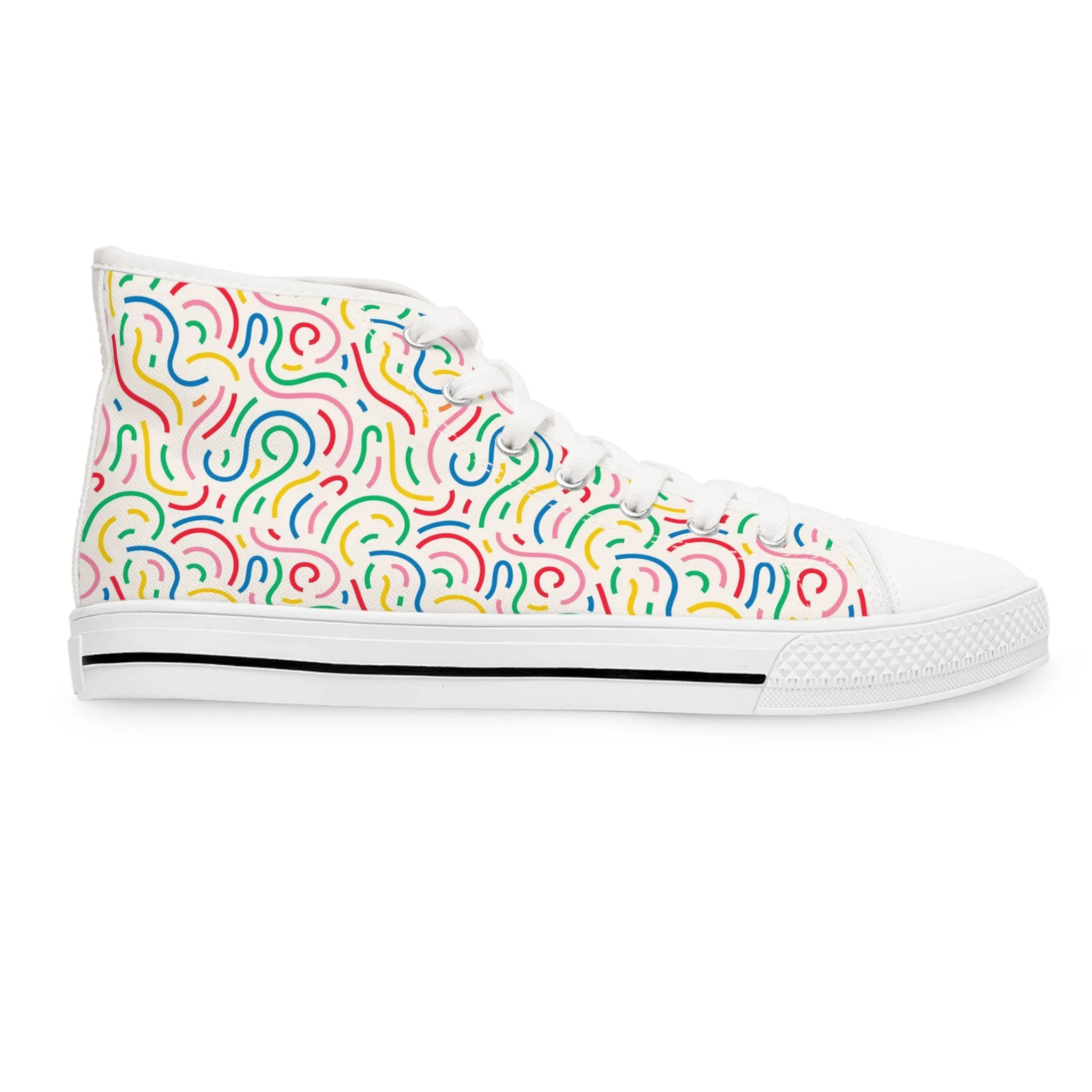 Fun Colorful Lines Women's High Top Sneakers