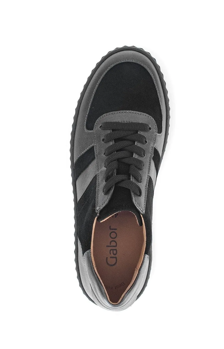 Gabor Leather/Suede Trainer in Black