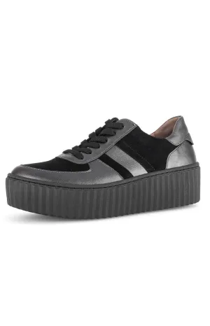 Gabor Leather/Suede Trainer in Black