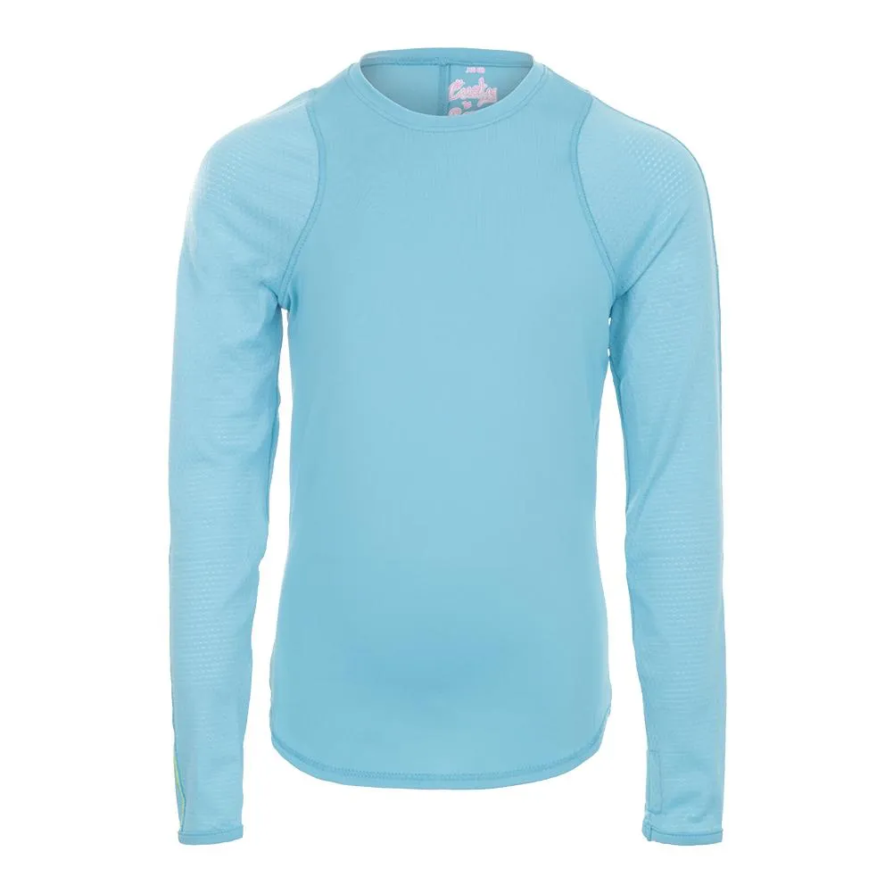 Girls' Long Sleeve Athletic Tennis Crew Ocean