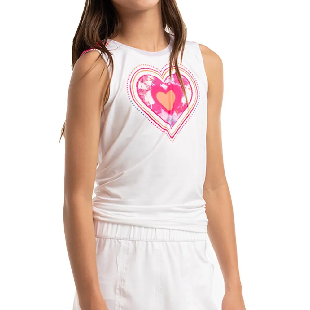 Girl's Shock N' Love Tie Back Tennis Tank White