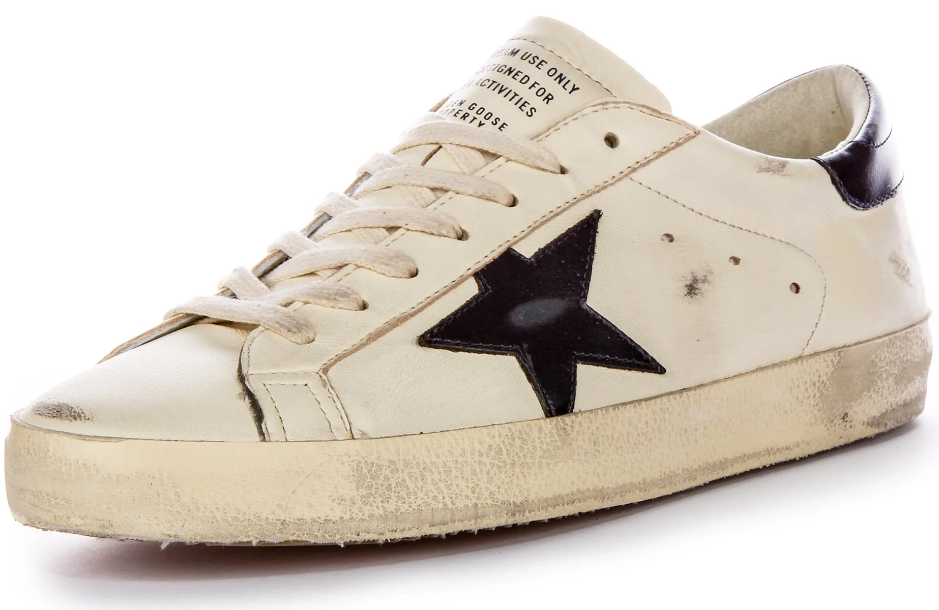 Golden Goose Super Star In Washed White Black For Men