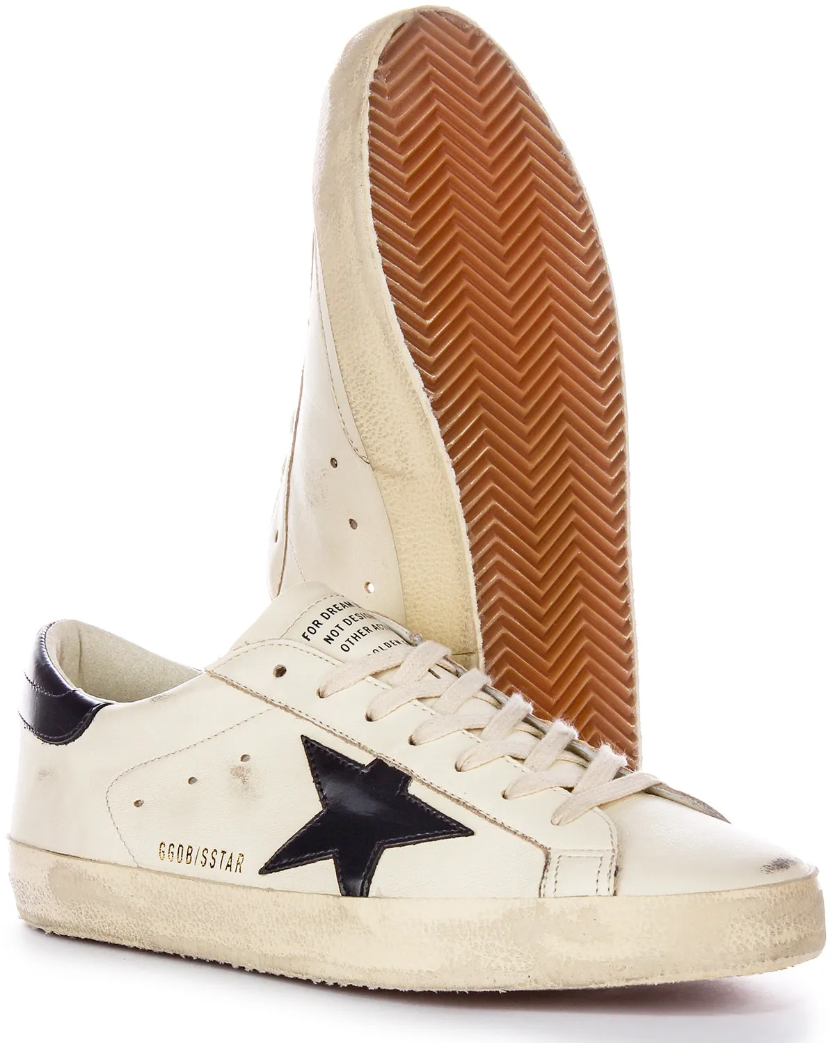 Golden Goose Super Star In Washed White Black For Men