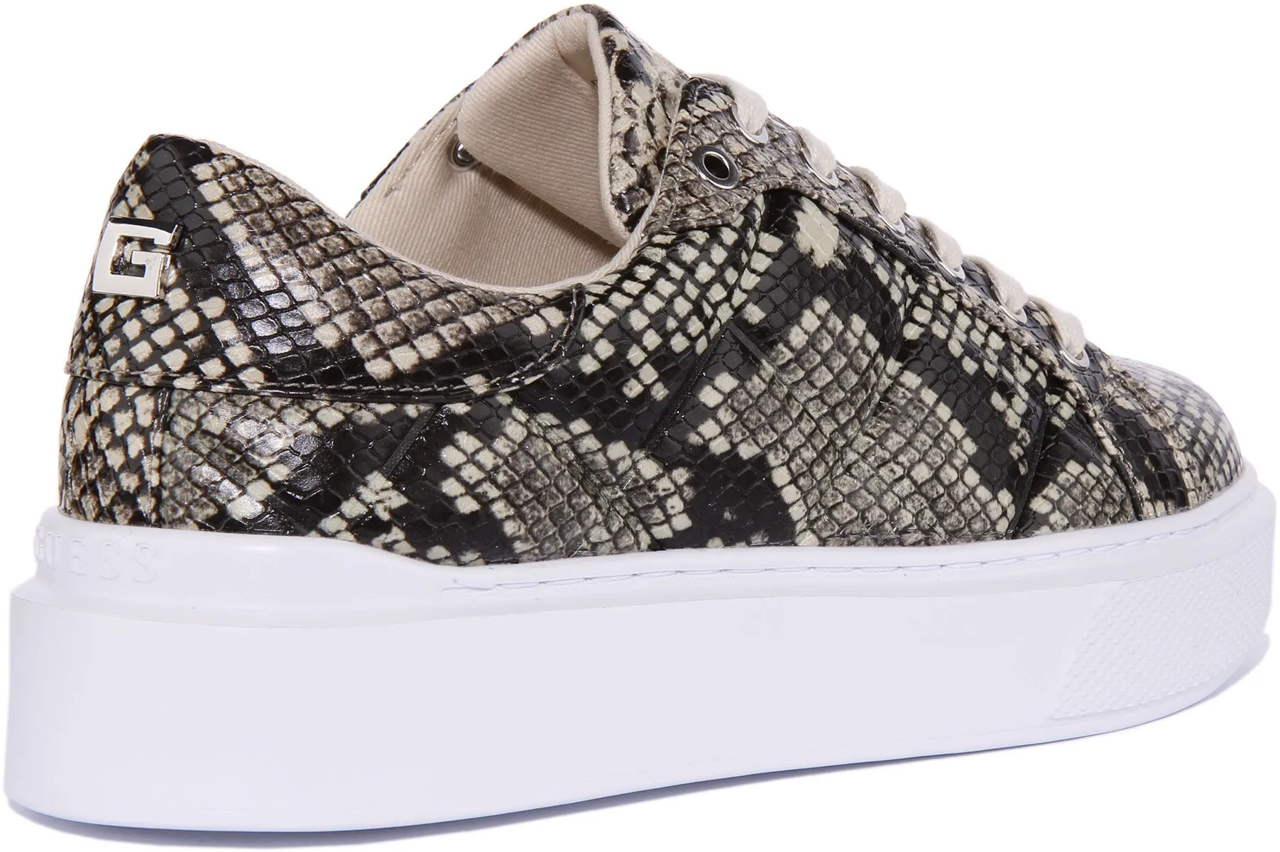 Guess Hilan Trainer In Black Grey Snake For Women