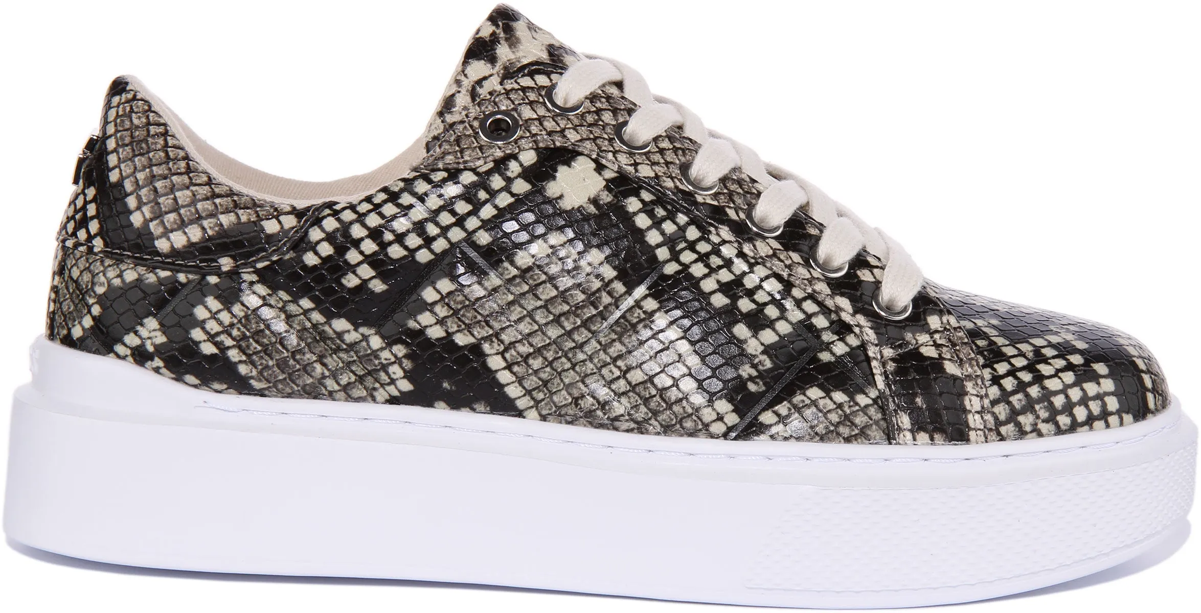 Guess Hilan Trainer In Black Grey Snake For Women