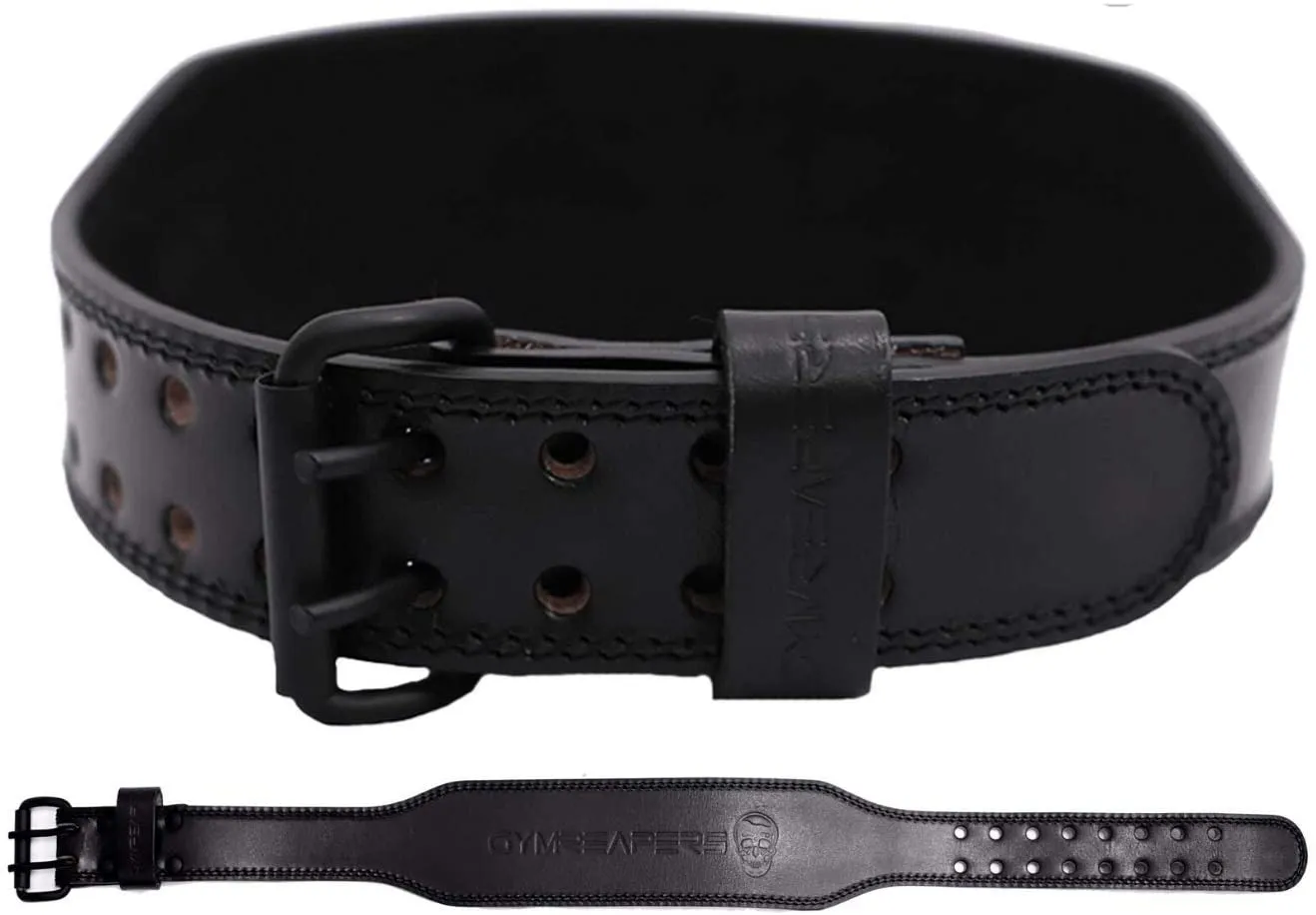 Gymreapers Weight Lifting Belt - 7MM Heavy Duty Pro Leather Belt with Adjustable Buckle - Stabilizing Lower Back Support 4 Inches Wide for Weightlifting, Bodybuilding, Cross Training