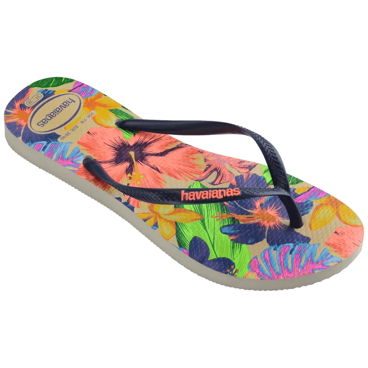 Havaianas Womens Slim Floral Neon Sandal White