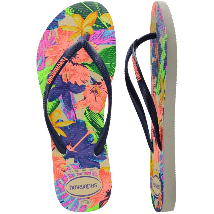 Havaianas Womens Slim Floral Neon Sandal White