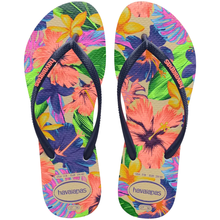 Havaianas Womens Slim Floral Neon Sandal White