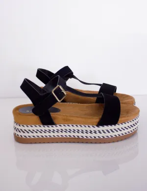 HAWTHORN PLATFORM SANDALS - BLACK