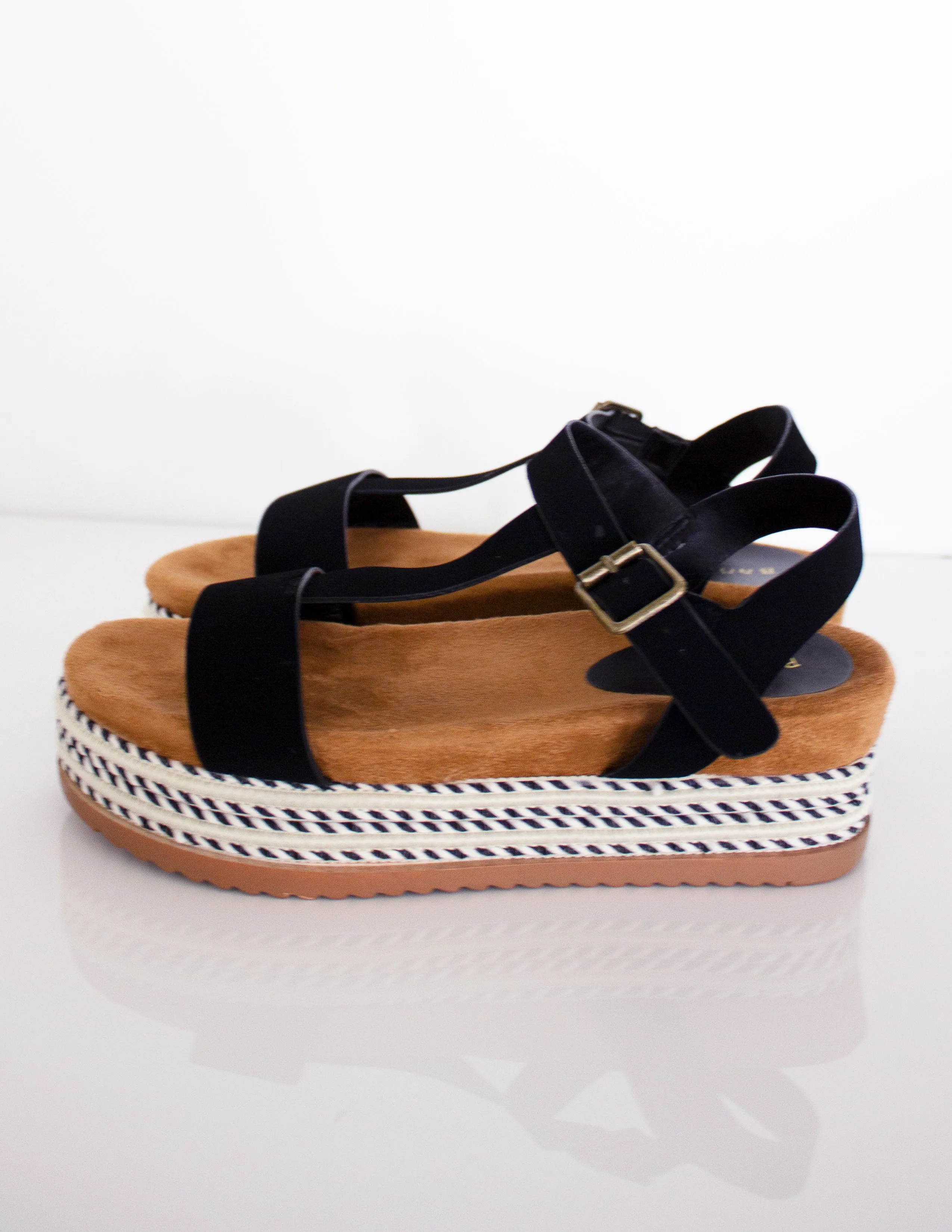 HAWTHORN PLATFORM SANDALS - BLACK