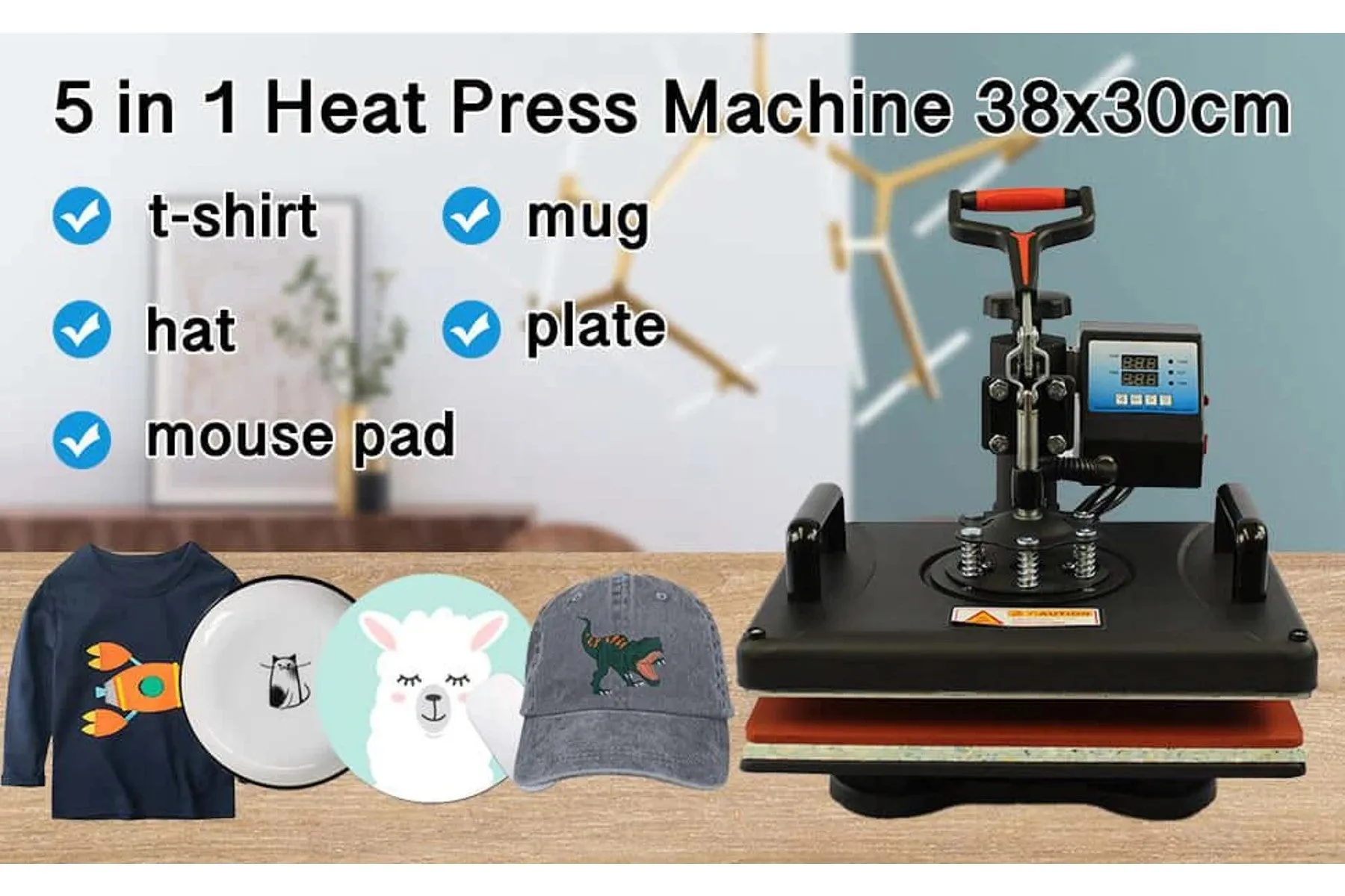 Heat Press Machine 5 in 1 Sublimation Printing 38×30cm