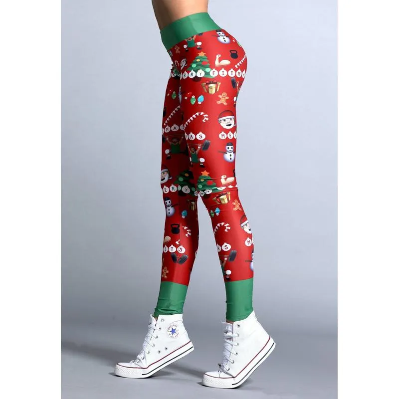 Herringbone Elasticity Christmas Fitness Yoga Sports Sports Leggings