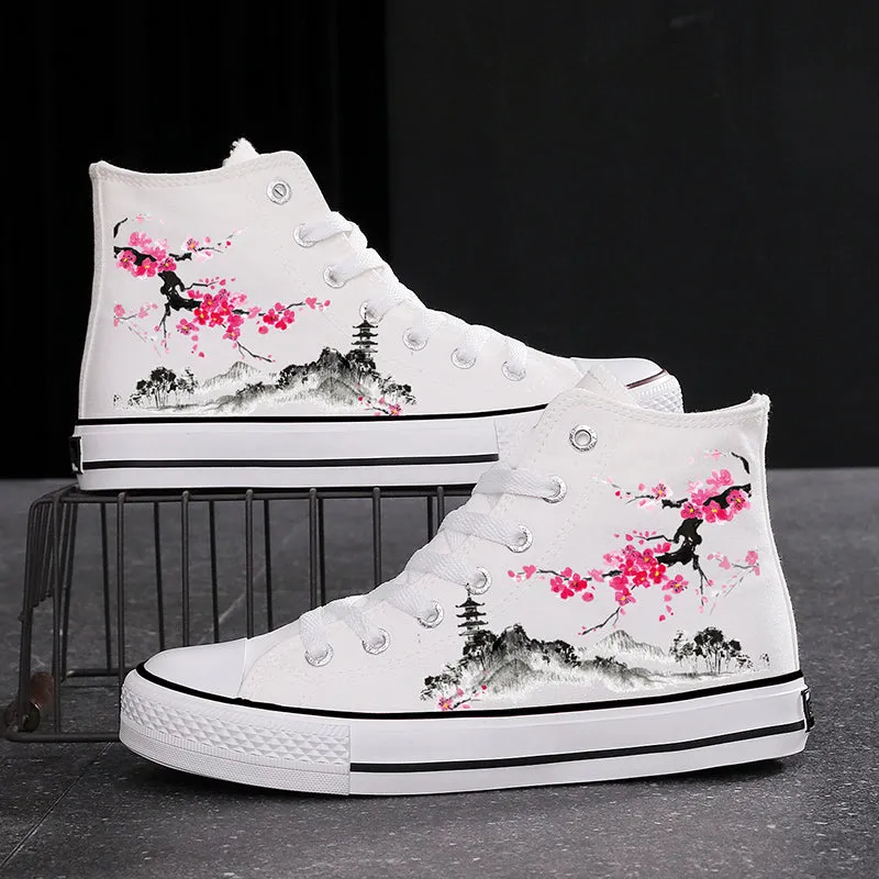 High-top Canvas Shoes Chinese Style National Fashion Ink Bamboo Leisure Couple Sneakers