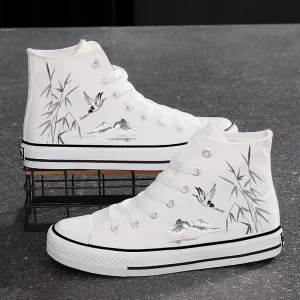 High-top Canvas Shoes Chinese Style National Fashion Ink Bamboo Leisure Couple Sneakers